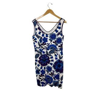 Boden Women's M Floral Sleeveless Sheath Dress V-Neck Knee Length